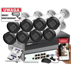 Zestaw do monitoringu 8 kamer IP Dahua IPC-HFW1530S-0280B-S6 5Mpx POE