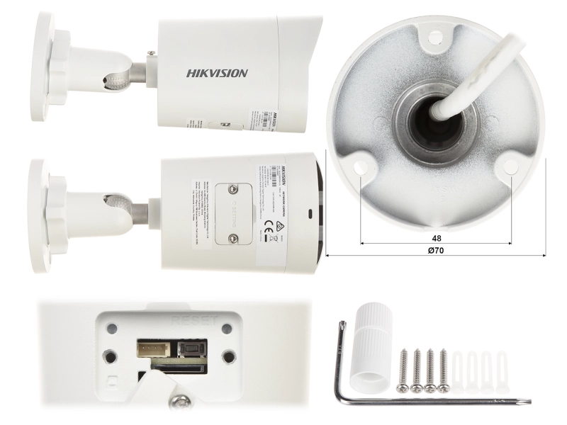 Zestaw monitoringu Hikvision ColorVu Hybrid Light 6x kamer DS-2CD2047G2H-LIU 4Mpx Acusense Mikrofon MicroSD
