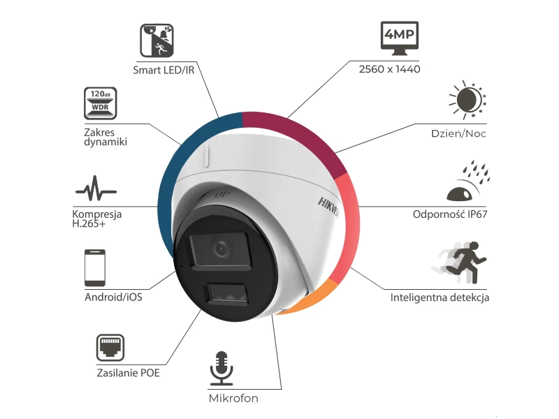 Kamera IP Hikvision DS-2CD1383G2-LIUF 8Mpx Smart Hybrid Light Motion Detection 2.0