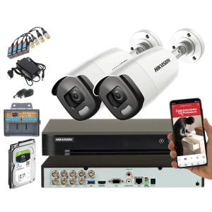 2 kamery z rejestratorem Hikvision DS-2CE12DFT-F(3.6MM) 2 MPx TurboHD Acusense ColorVu