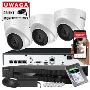 Zestaw monitoringu 3 kamery IP Hikvision IPCAM-T4 4Mpx PoE