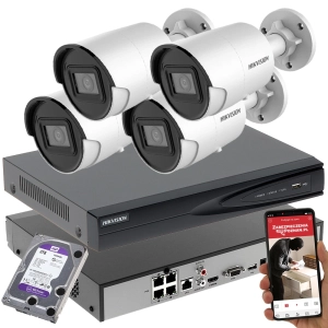 Monitoring zewnętrzny zestaw 4 kamer Hikvision IP DS-2CD2086G2-I(2.8MM)(C) ACUSENSE DARKFIGHTER 8Mpx PoE