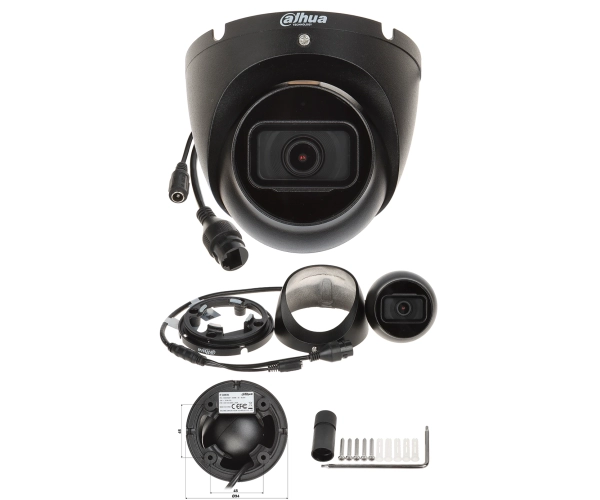 Zestaw kamer do monitoringu zewnętrznego 8 kamer IP Dahua IPC-HDW1530T-0280B-S6-BLACK 5MPx IR30 Mikrofon PoE
