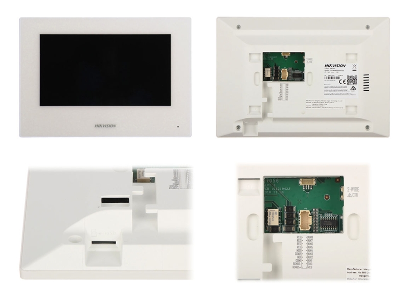 Wideodomofon Hikvision Zestaw DS-KIS604-S-W 3x Monitor DS-KH6320-WTE1-W Podczerwień RFID MicroSD