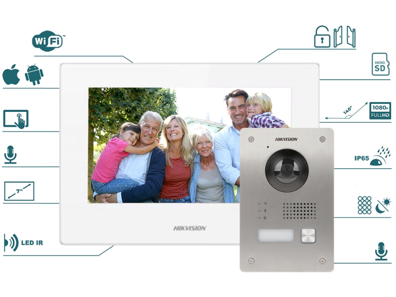 Zestaw wideodomofonowy DS-KIS703-P Hikvision - 2 żyłowy