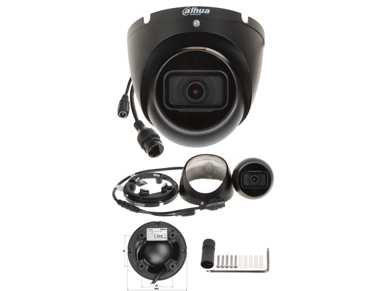 Monitoring domu 4 kamery Dahua IPC-HDW1530T-0280B-S6-BLACK 5MPx IR30 Mikrofon PoE