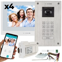 Wideodomofon IP na 2 żyły Vidos 2IP 4 Monitory M200W-X WiFi + Stacja podtynkowa S204 Podczerwień MicroSD Wideodomofon IP na 2 żyły Vidos 2IP 4 Monitory M200W-X WiFi + Stacja podtynkowa S204 Podczerwień MicroSD