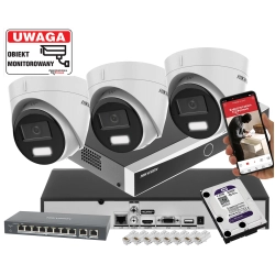 Zestaw 3 kamery IP HIKVISION DS-2CD1363G2-LIU 6MP z rejestratorem DS-7608NXI-K1 Acusense POE 1TB