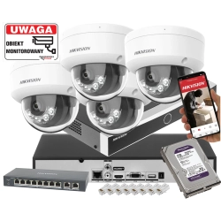 Zestaw kamer kopułowych IP Hikvision 4x DS-2CD1143G2-LIU 4Mpx Podwójny oświetlacz IR+LED Detekcja 2.0