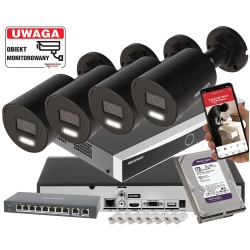 Zestaw 4 kamer IP HIKVISION DS-2CD2063G2-LI2U-BLACK 6Mpx Pełna Analityka Acusense + Switch PoE Zestaw 4 kamer IP HIKVISION DS-2CD2063G2-LI2U-BLACK 6Mpx Pełna Analityka Acusense + Switch PoE