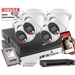 Zestaw monitoringu Domu IP Dahua 4x IPC-HDW2849TM-S-IL-0280B 8MPx Wykrywanie dźwięku, Podwójny oświetlacz, Analityka