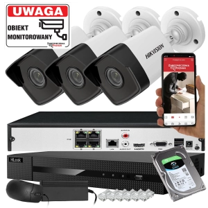 3 kamery do monitoringu domu IP Hikvision IPCAM-B4 4Mpx PoE