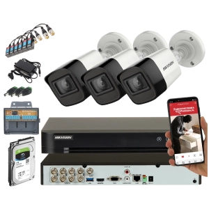 Monitoring domu na zewnątrz 3 kamery Hikvision DS-2CE17H0T-IT3F(C) 2.8 mm 5 MPx TurboHD Acusense
