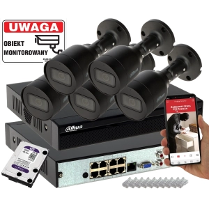 Monitoring domu 5 kamer Dahua IPC-HFW1530S-0280B-S6-BLACK 5Mpx Mikrofon