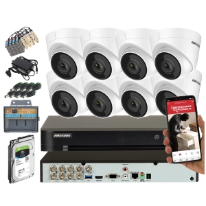 Monitoring sklepu domu 8 kamer Hikvision DS-2CE56D0T-IT3F(2.8mm)(C) 2.8 mm Acusense