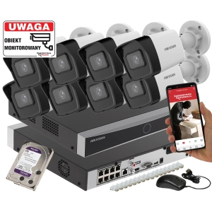 System monitoringu domu 8 kamer HIKVISION DS-2CD1043G2-I 4MP Inteligentna detekcja POE 2TB