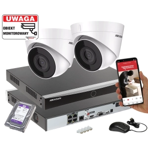 2 kamery IP Hikvision DS-2CD1343G2-I  Rejestrator POE Dysk 1TB Inteligentna Detekcja MD 2.0
