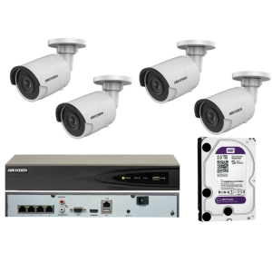 Zestaw monitoringu na 4 kamery z detekcją ruchu i zasilaniem PoE