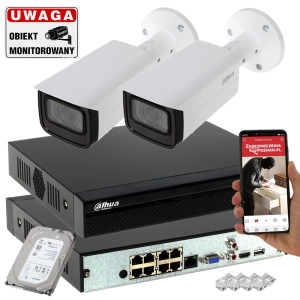 Monitoring 2 kamery IP 4MPx ZOOM AutoFocus Dahua IPC-HFW1431T-ZS-2812-S4