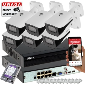 Zestaw do monitoringu firmy 6 kamer Dahua 5MPx IPC-HFW5541E-SE-0280B liczenie ludzi, rozpoznawanie twarzy