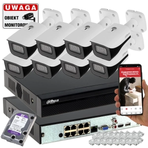 Zestawy 8 kamer do monitoringu parkingu Dahua 5MPx IPC-HFW5541E-SE-0360B liczenie ludzi, rozpoznawanie twarzy
