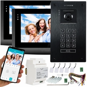 Wideodomofon 2IP 2 żyłowy na 2 monitory WiFi Vidos M200B-X + S204B Android Podczerwień MicroSD