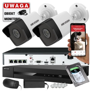 Zestaw monitoringu 2 kamery IP Hikvision IPCAM-B4 4Mpx PoE