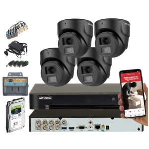 Zestaw monitoring Acusense 4 kamery Hikvision DS-2CE70D0T-ITMF(2.8MM) 2.8 mm TurboHD