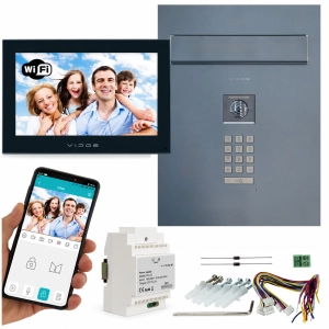 Skrzynka pocztowa z wideodomofonem Vidos 2IP monitor dotykowy WiFi M205B-X + S204B-SKM Podczerwień MicroSD