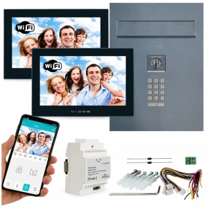 wideodomofon Vidos 2IP ze skrzynką na listy 2 monitory WiFi M205B-X + S204B-SKM Podczerwień MicroSD