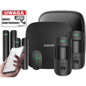 Bezprzewodowy zestaw alarmowy z Fotoweryfikacją AJAX Centrala Hub 2 2x Czujka PIR z Kamerą 2x Kontaktron Pilot, Syrena