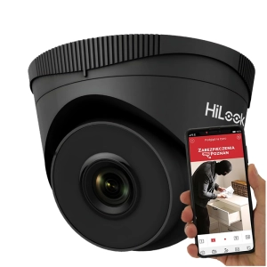 Kamera IP kopułowa HiLook by Hikvision IPCAM-T5 BLACK 5Mpx Aplikacja IR30 PoE