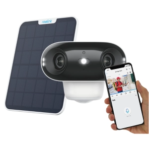 Kamera WiFi Reolink Argus B740X 8Mpx Dwa obiektywy panoramiczny widok 180° Inteligentne wykrywanie ludzi/pojazdów + Panel Solarny