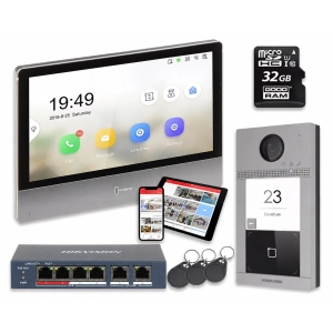Wideodomofon zestaw Hikvision DS-KH8350-WTE1 + karta microSD 32 Gb