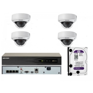 Wandaloodporny zestaw monitoringu na 4 kamery 4MPX z zasięgiem do 30m w nocy