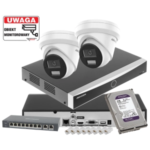 Mały zestaw 2 mocnych kamer IP do rozbudowy DS-2CD2343G2-LI2U 4Mpx AcuSense Smart Hybrid Light 2-Mikrofony