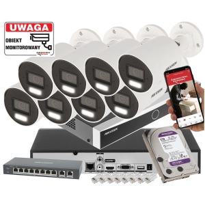 Zestaw monitoringu PRO 8 kamer 3 serii Hikvision DS-2CD2047G3-LI2UY/SL 4MPx ColorVu 3.0 Smart Hybrid Light 6TB