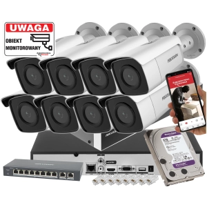 System monitoringu IP Hikvision 8x kamera DS-2CD2T86G2-2I(2.8MM)(C) 8MPx  Acusense Darkfighter IR60m