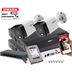 Zestaw do Monitoringu IP 2x kamera Tubowa 6MPx Dahua IPC-HFW1639TC-A-IL-0280B-S6 Smart Dual Light Detekcja Ludzi
