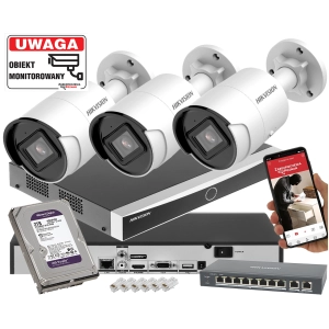 Monitoring Domu 3 kamery IP Hikvision z Filtrowaniem fałszywych Alarmów z możliwością rozbudowy do 8 DS-2CD2043G2-I(2.8mm) ACUSENSE 4Mpx PoE