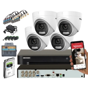 Monitoring do Domu Biura Firmy 4 kamery Hikvision DS-2CE72DFT-F(3.6MM) 2 MPx TurboHD Acusense ColorVu
