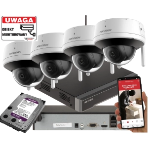 Monitoring domu WiFi 4 kamery IP Hikvision DS-2CV2141G2-IDW 4MPx Detekcja ruchu MicroSD Aplikacja