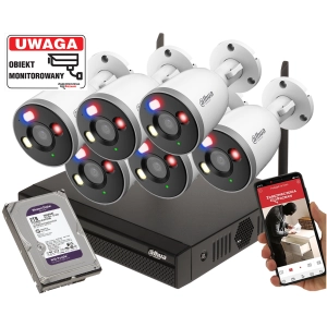 Zestaw monitoringu WiFi 6 kamer Dahua F5D-PV-0280B 5MPx Smart Dual Light, Mikrofon, Głośnik