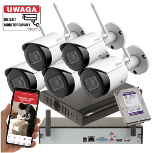 Monitoring firmy 5 kamer WiFi 4MPx IPC-HFW1430DS-SAW-0280B Detekcja ruchu Mikrofon Aplikacja