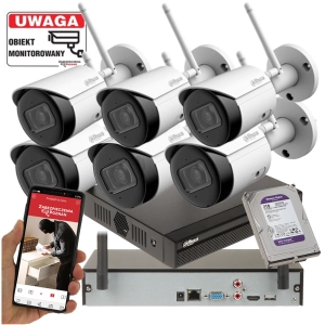 Monitoring firmy 6 kamer WiFi Dahua IPC-HFW1430DS-SAW-0280B 4MPx Detekcja ruchu Mikrofon Aplikacja