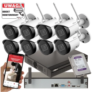 Monitoring firmy 8 kamer WiFi Dahua IPC-HFW1430DS-SAW-0280B 4MPx Detekcja ruchu Mikrofon Aplikacja