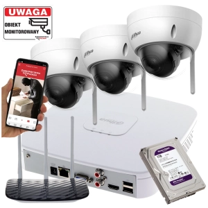 Monitoring WiFi 3 kamery IP Dahua IPC-HDBW1430DE-SW-0280B 4MPx Detekcja ruchu MicroSD Aplikacja