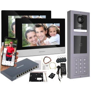 TOP ZESTAW od HIKVISION wideodomofon IP Modułowy NATYNK Stacja Bramowa z KAMERĄ 2Mpx Podświetlanym SZYFRATOREM I CZYTNIKIEM KAR 2  MONITORY