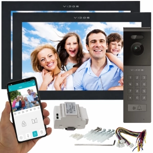 Wideodomofon jednorodzinny WIFI Vidos X M14B-X + S12D 2 duże monitory Android Podczerwień MicroSD