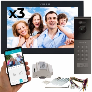 Wideodomofon jednorodzinny WIFI Vidos X M14B-X + S12D 3 duże monitory Android Podczerwień MicroSD
